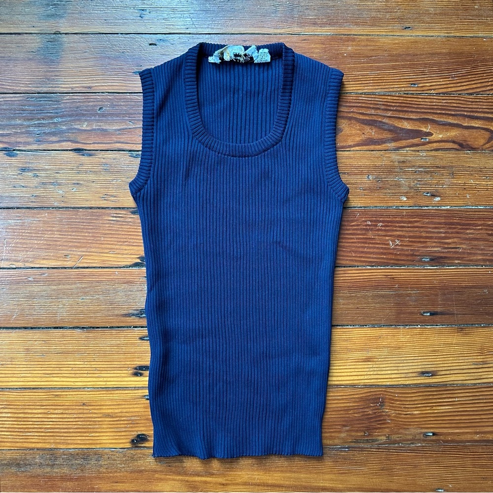 Vintage 60s Sweater Bee by Banff Ltd. navy blue ribbed tank top